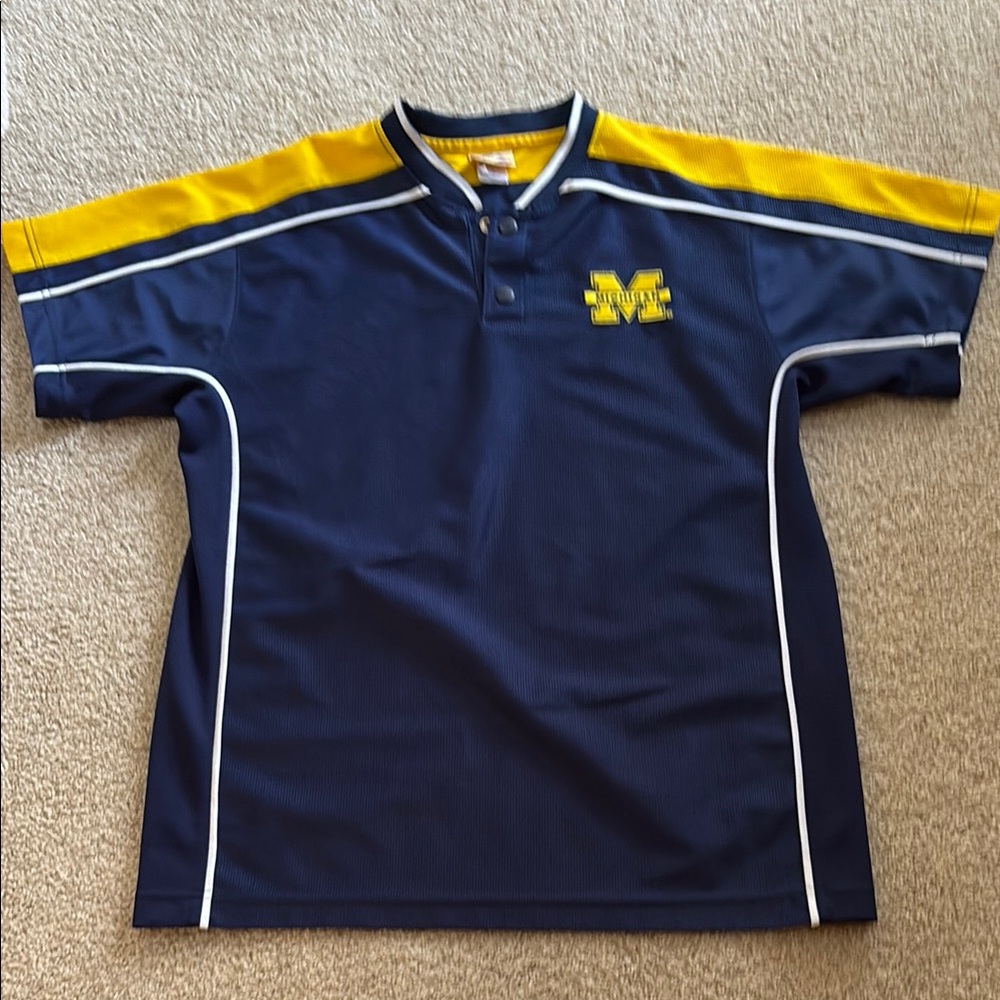 Michigan Navy and Yellow Sports Polo Shirt  Ho Blue U of M